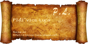 Plávics Luca névjegykártya